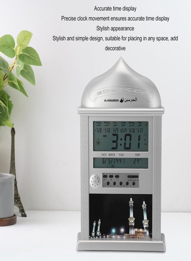 CHEOTIME Azan Clock, Muslim Prayer Clock Athan Wall Clock Reading Numbers for Home Office Mosque Azan Clocks Home Decor(Silver) - Image 4